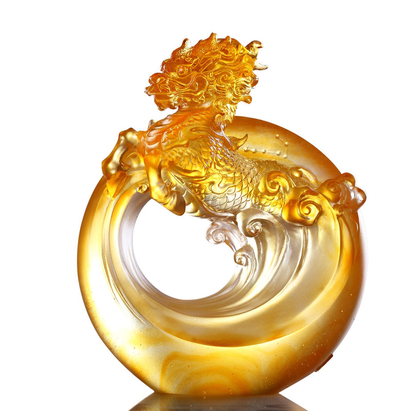 LIULI Crystal Art, Mythical Creature, Set of 5, Dragon, Vermillion Bird, Qilin, Tiger, Tortoise