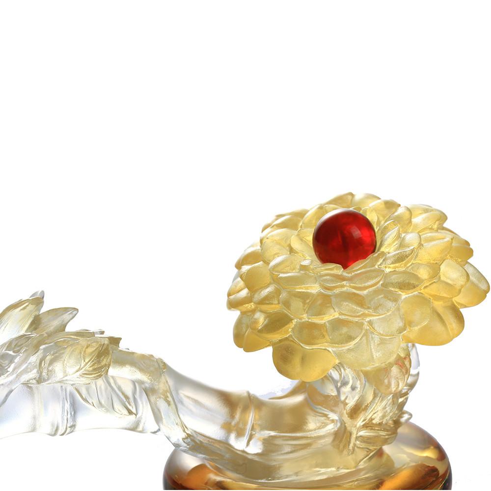 Crystal Feng Shui Ruyi, Camellia, Ruyi of Virtue - LIULI Crystal Art