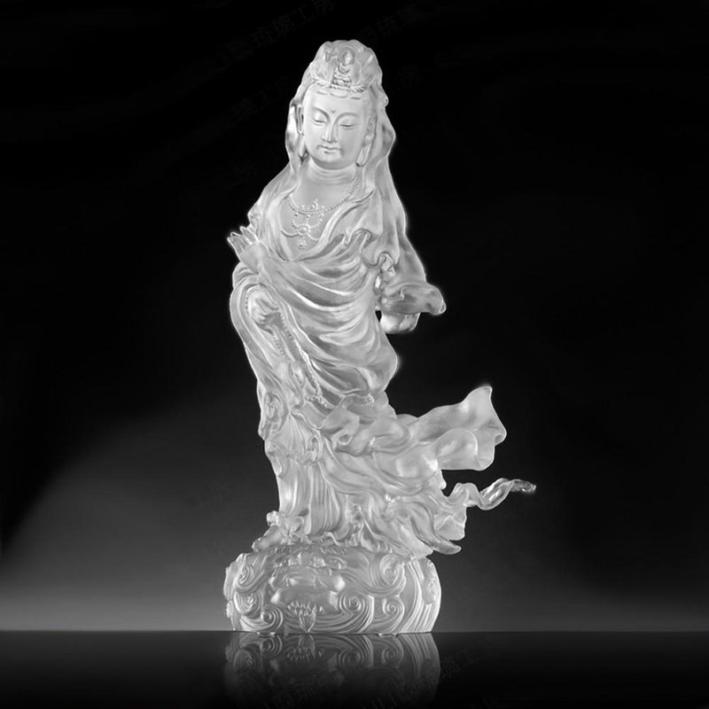 Crystal Buddha, Guanyin, Heartfelt Compassion in Each Step - LIULI Crystal Art