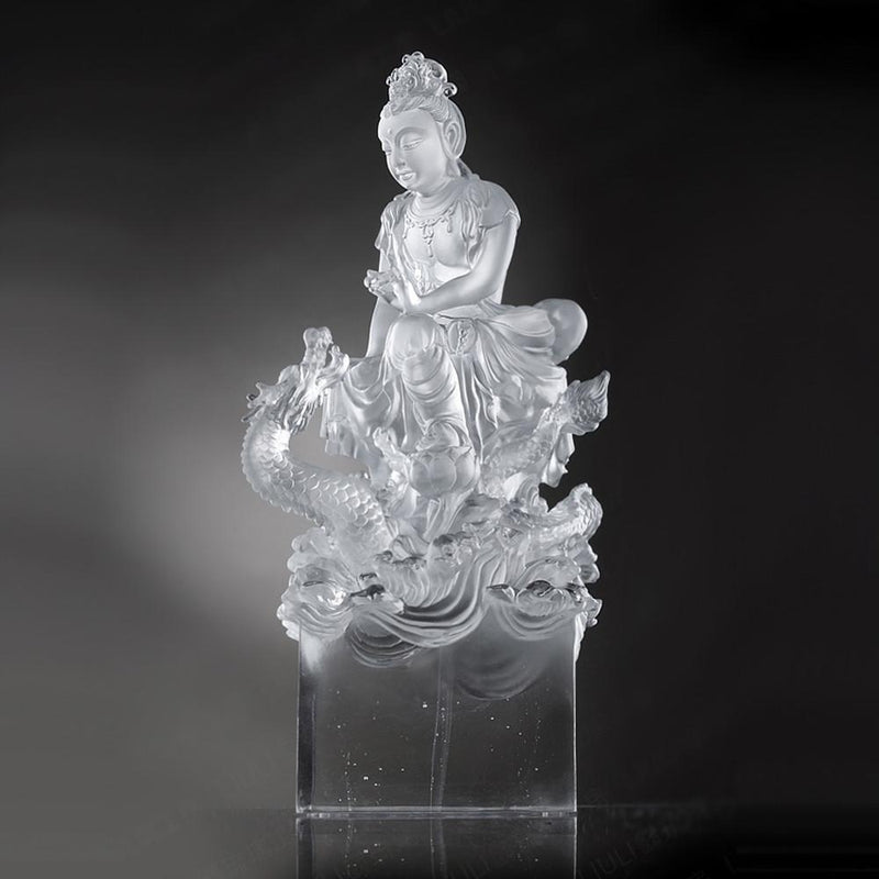 '-- DELETE -- Crystal Buddha, Guanyin, Dragon, Enlightened by the Auspicious Dragon - LIULI Crystal Art