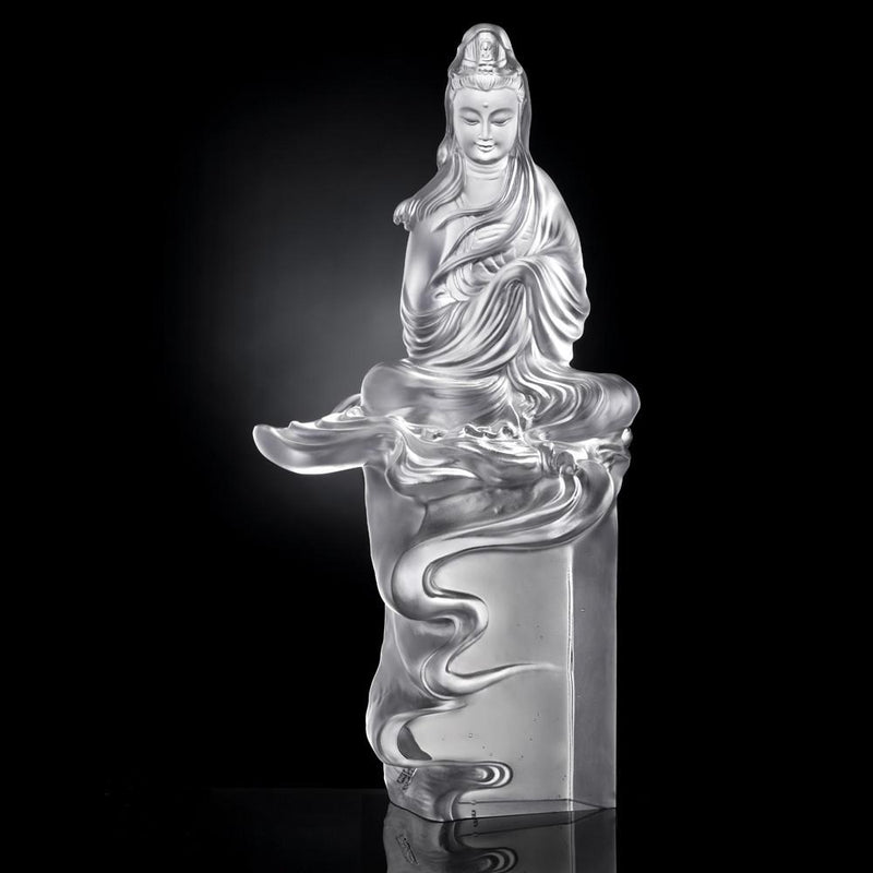 '-- DELETE -- Crystal Buddha, Guanyin, Mortal Smile-A Free and Idle Heart - LIULI Crystal Art