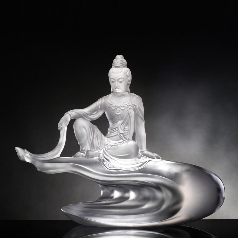 Crystal Buddha, Guanyin, Light Exists Because of Love-Heart of Guanyin - LIULI Crystal Art