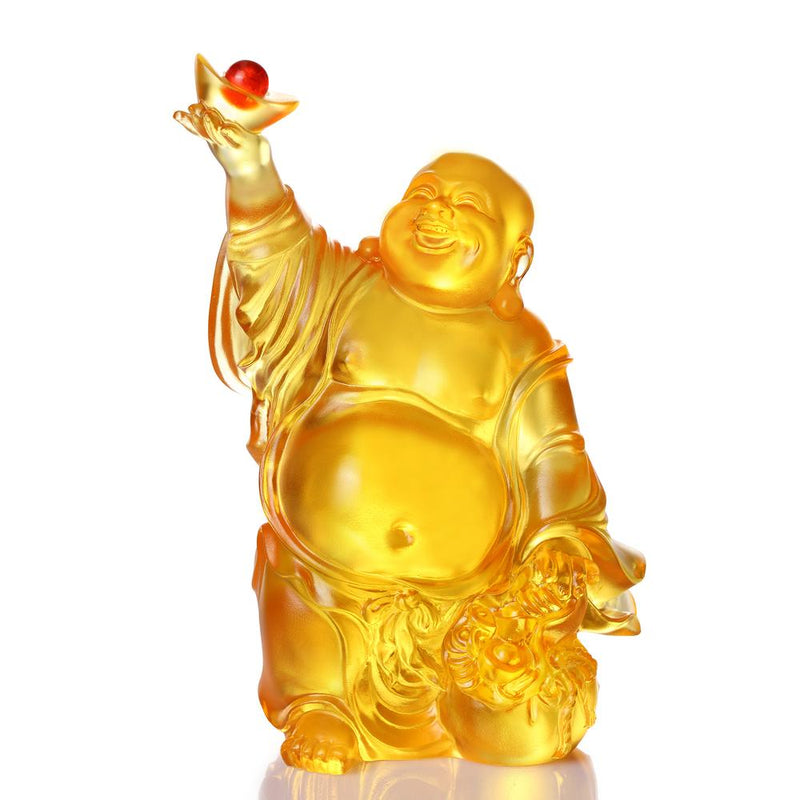 Crystal Buddha, Laughing Buddha, Golden Ingot, Joy Born From a Compassionate Heart