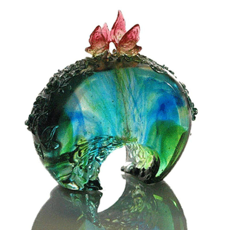 '-- DELETE -- Flower Tango In The Top Sky (So In Love), Crystal Butterfly Figurine - LIULI Crystal Art