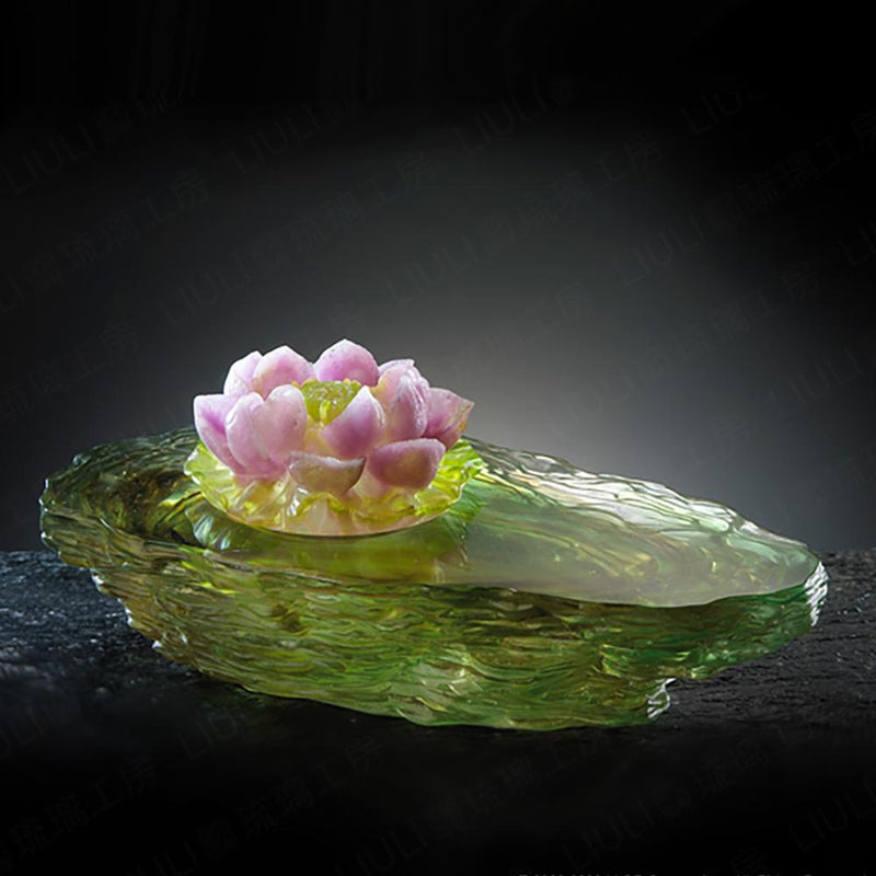 Crystal Flower, Lotus, Blooming Lotus, Surging Spring - LIULI Crystal Art