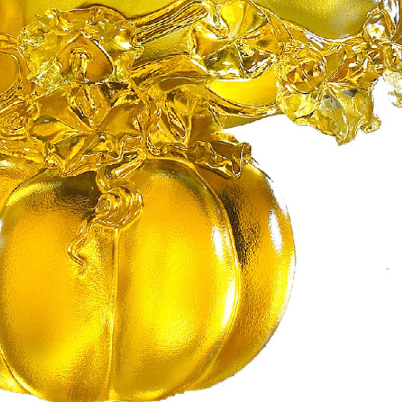 Crystal Bowl With Squash Shape, Golden Gourds of Fortune - LIULI Crystal Art