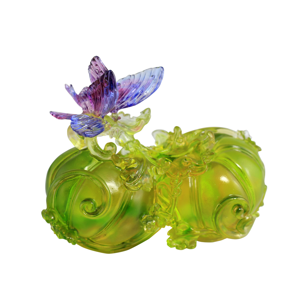 '-- DELETE -- Crystal Butterfly, Paperweight, Fruits of Prosperity - LIULI Crystal Art