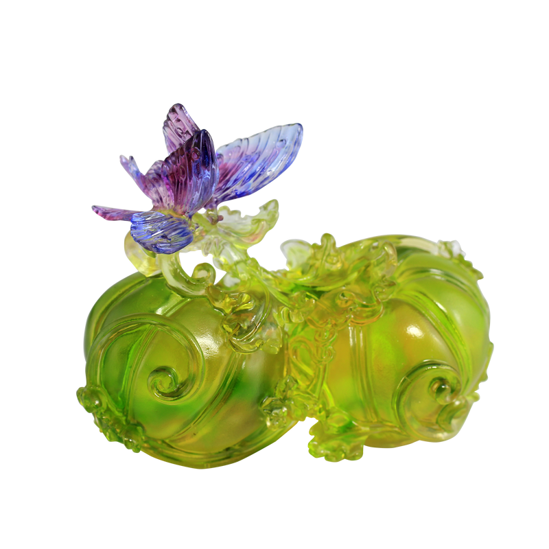 '-- DELETE -- Crystal Butterfly, Paperweight, Fruits of Prosperity - LIULI Crystal Art