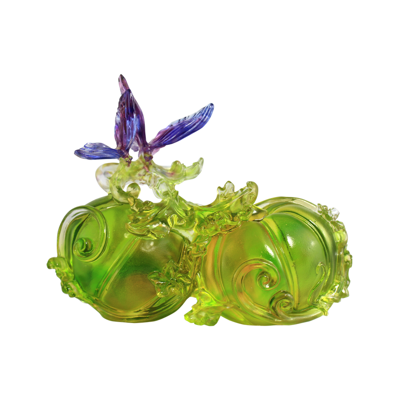 '-- DELETE -- Crystal Butterfly, Paperweight, Fruits of Prosperity - LIULI Crystal Art