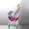 '-- DELETE -- Together We Will Reach the Crest (Courage of Love) - Fish Figurine (with Acrylic base) - LIULI Crystal Art