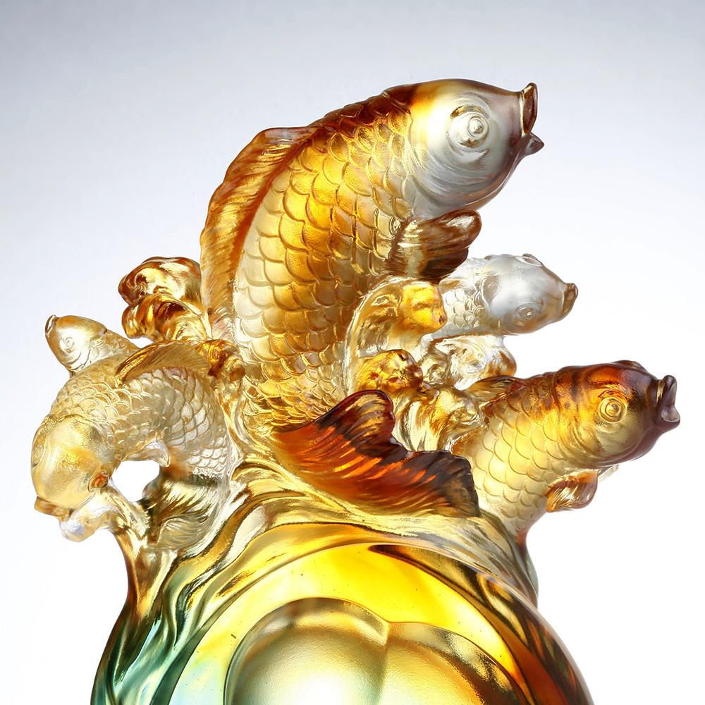 Crystal Fish, Koi Fish, Together We Charge - LIULI Crystal Art