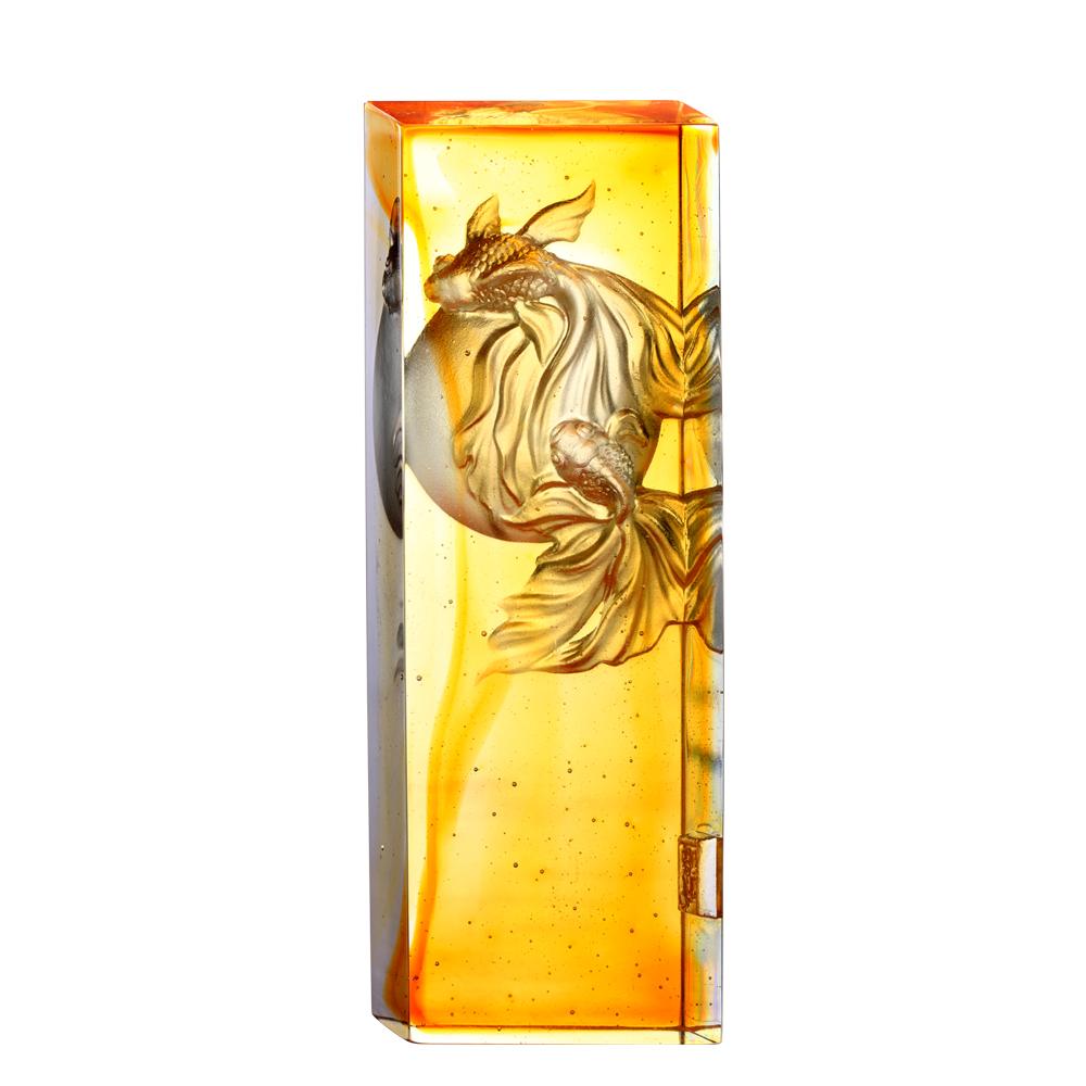 Crystal Fish, Goldfish, Rise Together - LIULI Crystal Art