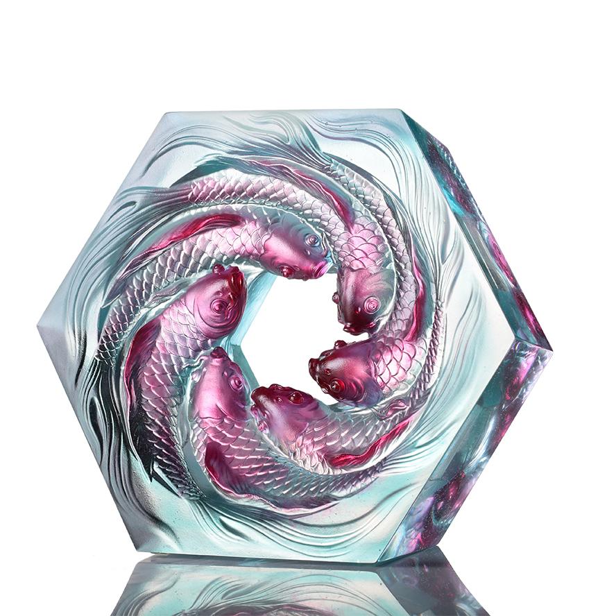 Crystal Fish, Koi Fish, Roiling Waters - LIULI Crystal Art