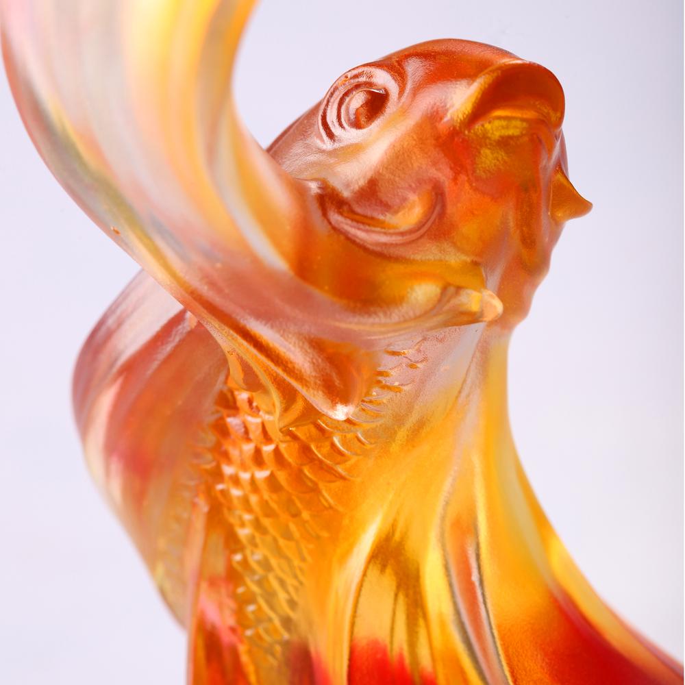 LIULI Crystal Carp Fish Sculpture, Together, We Rise