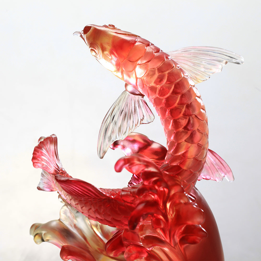 LIULI Crystal Golden dragon fish, Aligned with the Light, I Triumph