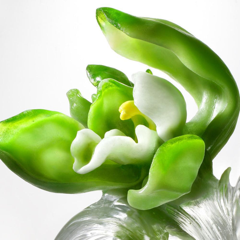 Collector Edition-Crystal Flower, Orchid, A Chinese Liuli Flower, Imminent Spring Dance - LIULI Crystal Art