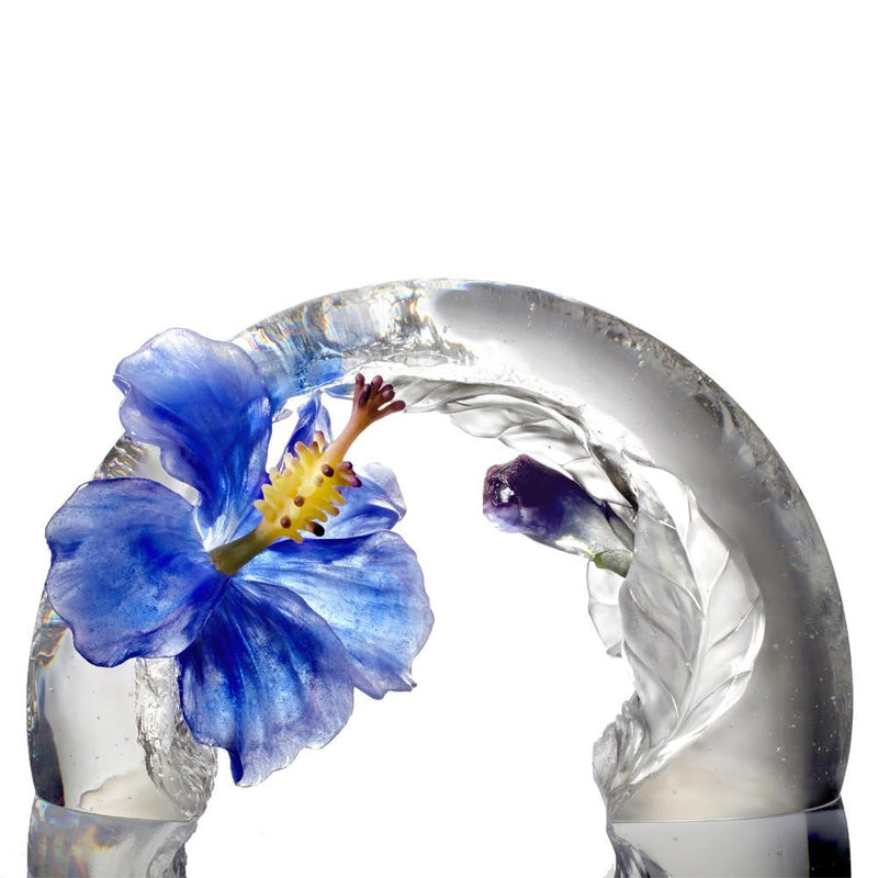 Collector Edition-Crystal Flower,Hibiscus, A Chinese Liuli Flower, Song of the Morning Flower - LIULI Crystal Art