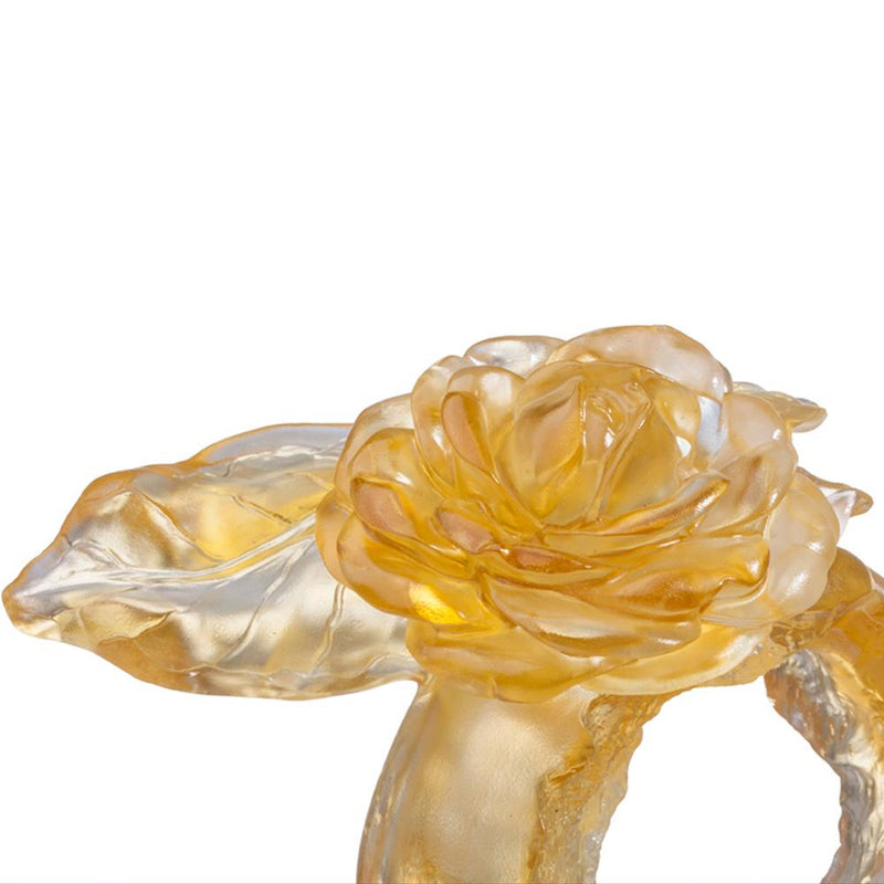Crystal Flower, Camellia, Singular Elegance (Special Edition, Come with Display Base) - LIULI Crystal Art