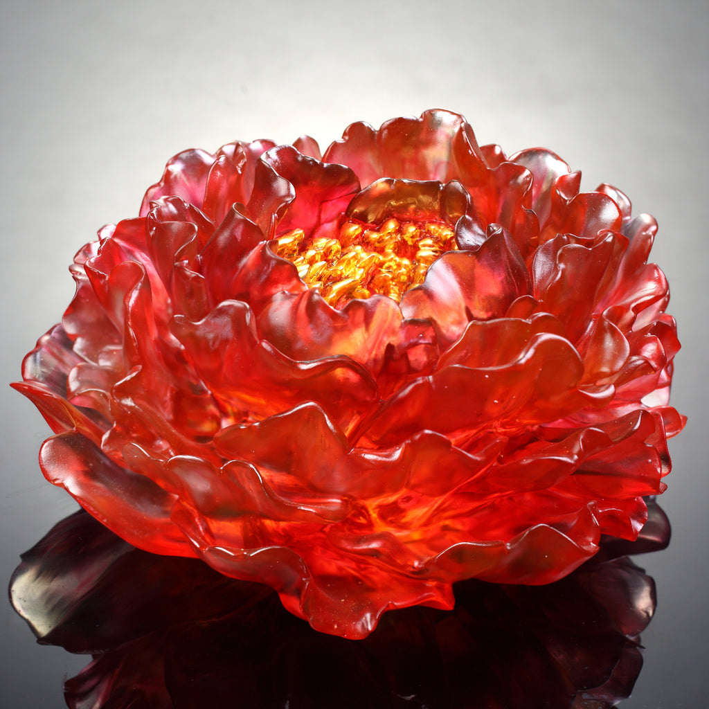 Crystal Flower, Peony Flower, 24K Gold Leaf, Spring Treasure
