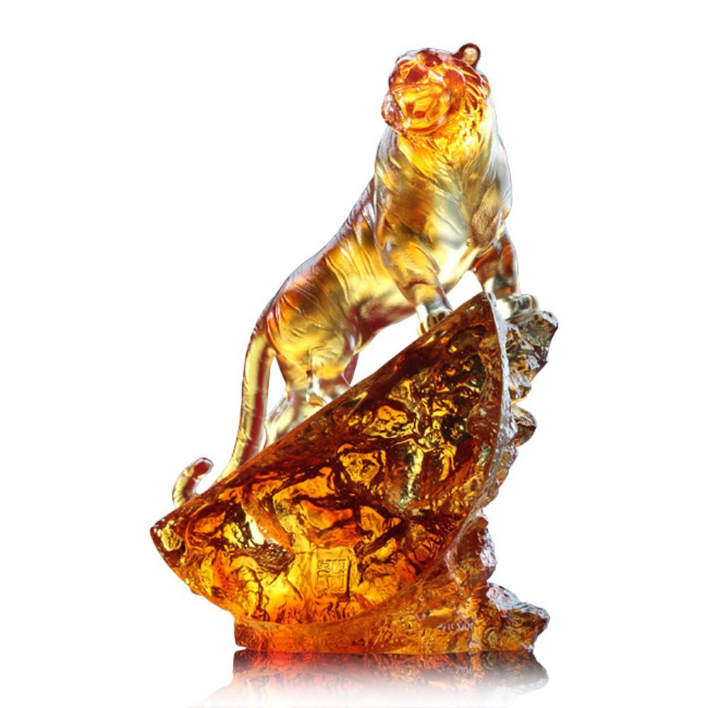 Crystal Animal, Tiger, Peak of Satisfaction - LIULI Crystal Art