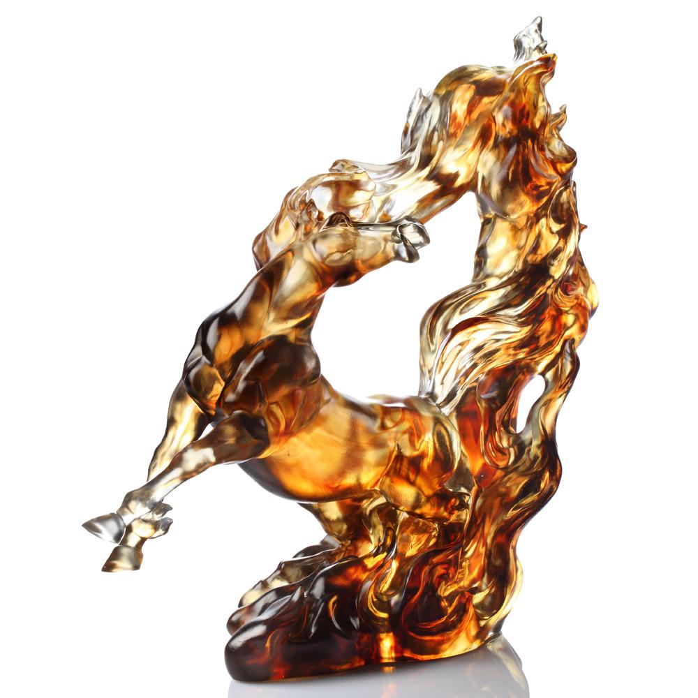 '-- DELETE -- Prosperous Honor (Authority and Respect), Handcraft Crystal Horse Figurine - LIULI Crystal Art