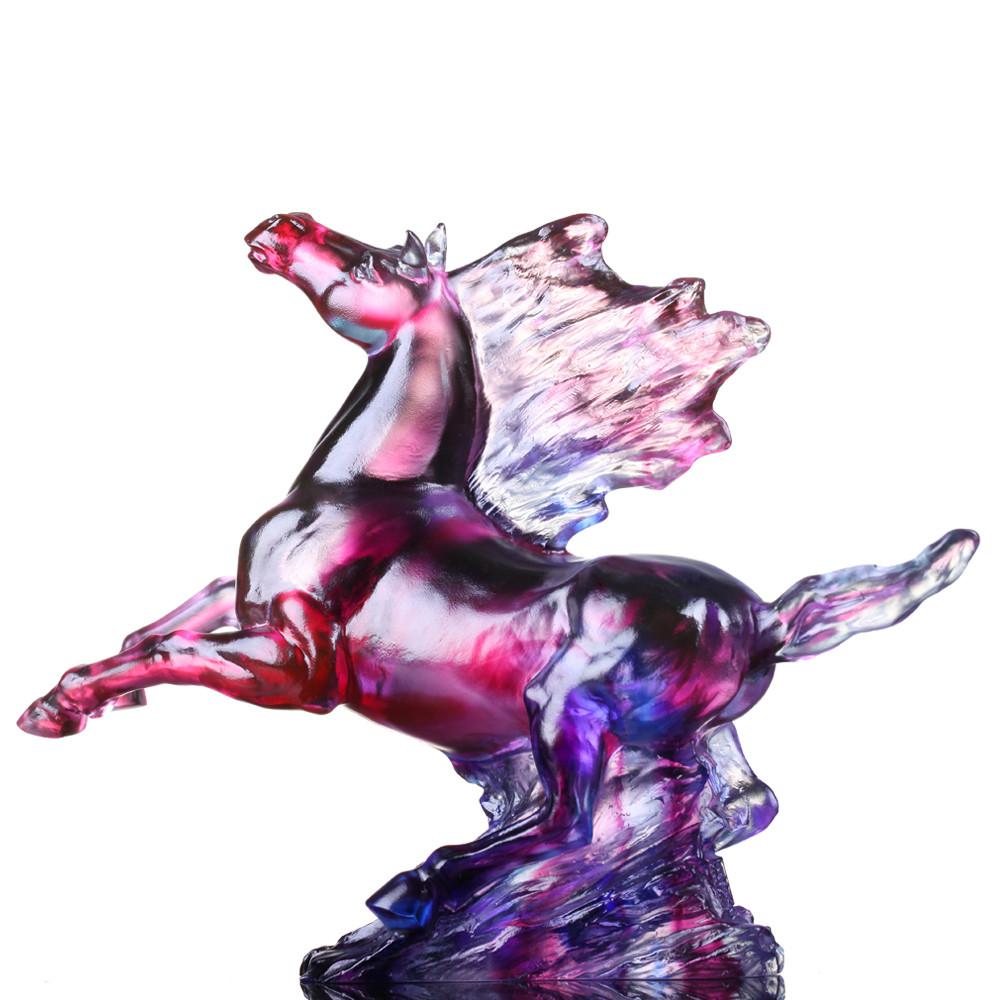 Crystal Animal, Horse, Galloping in the Storm - LIULI Crystal Art