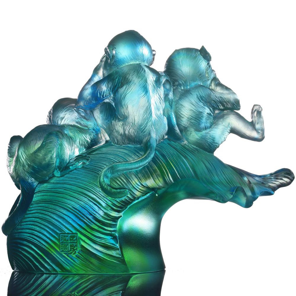 '-- DELETE -- Monkey Figurine (3 Wise Monkeys) - The Mindfulness of Three - LIULI Crystal Art