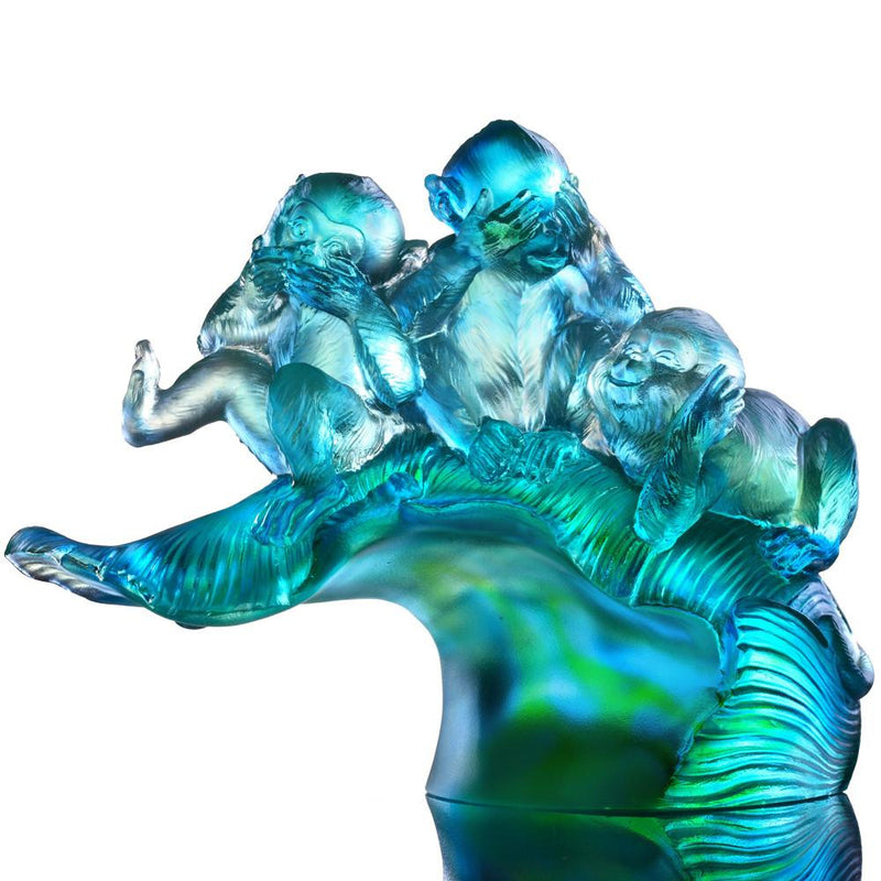 '-- DELETE -- Monkey Figurine (3 Wise Monkeys) - The Mindfulness of Three - LIULI Crystal Art