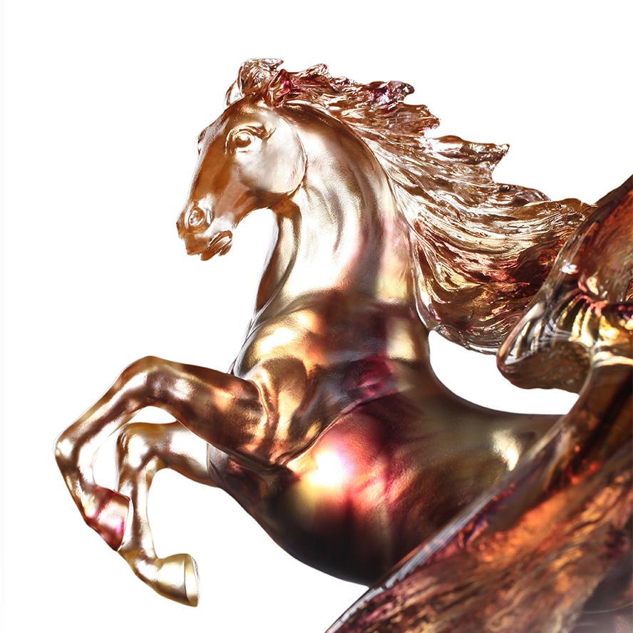 LIULI Crystal Horse Sculpture, Accomplished