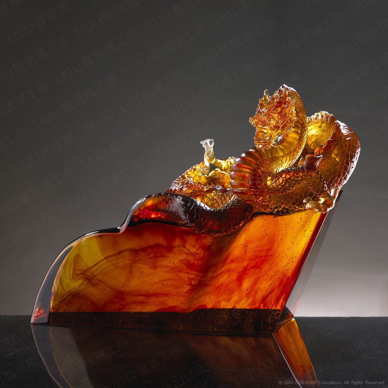 LIULI Crystal Mythical Creature, Dragon, Mighty Sky of Clouds