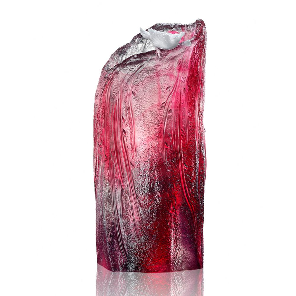'-- DELETE -- Crystal Floral Vase, Peach Blossom Spring-Magpie - LIULI Crystal Art