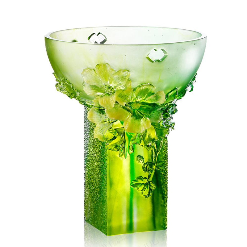 '-- DELETE -- Crystal Floral Vase, Hibiscus, Embodiment of Beauty-Precious Hibiscus - LIULI Crystal Art