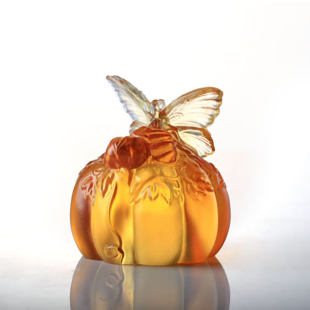 LIULI Crystal Butterfly, Pumpkin, A Message From Spring