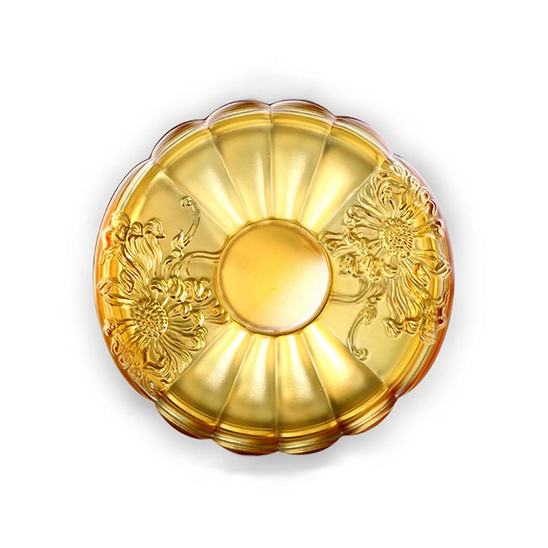 '- Snack Tray (Large) - Bliss of Moon and Chrysanthemum - LIULI Crystal Art