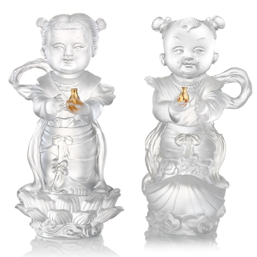 Crystal Doll, Doll of Fortune & Pearl-Baby Fortune & Baby Pearl (Set of 2) - LIULI Crystal Art