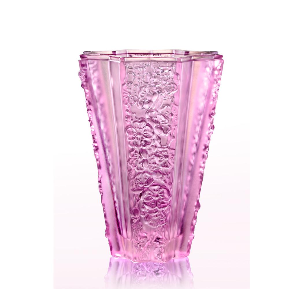 Crystal Floral Vase, In the Presence of Spring-Wondrous Plum Blossom - LIULI Crystal Art