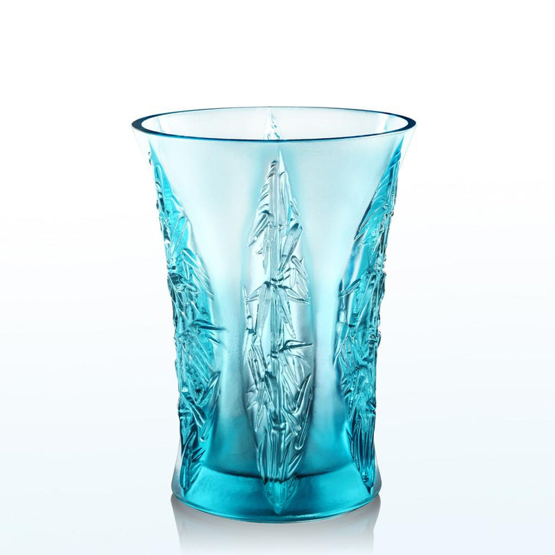 Crystal Floral Vase, In the Presence of Spring-Lovely Bamboo Shadows - LIULI Crystal Art