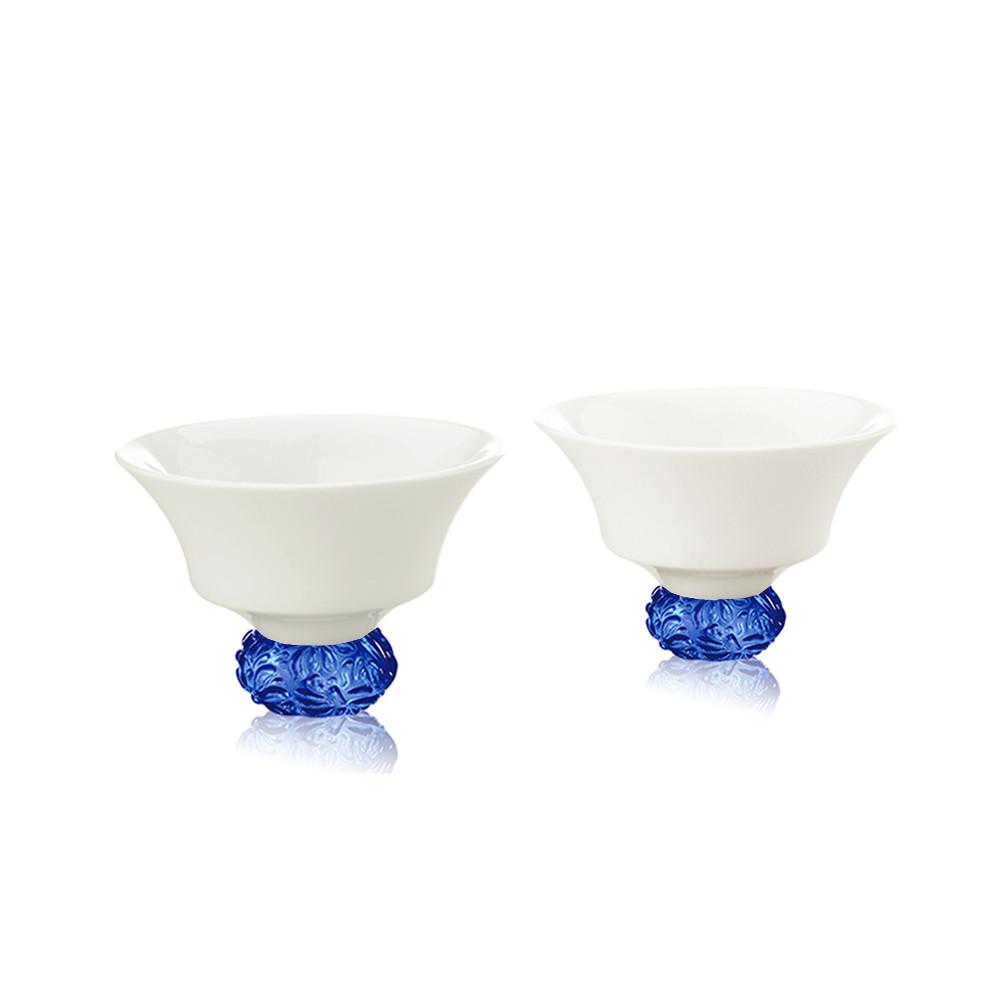 Bone China Sake Cups - Seasonal Treasures-Summer Bamboo (Set of 2) - LIULI Crystal Art