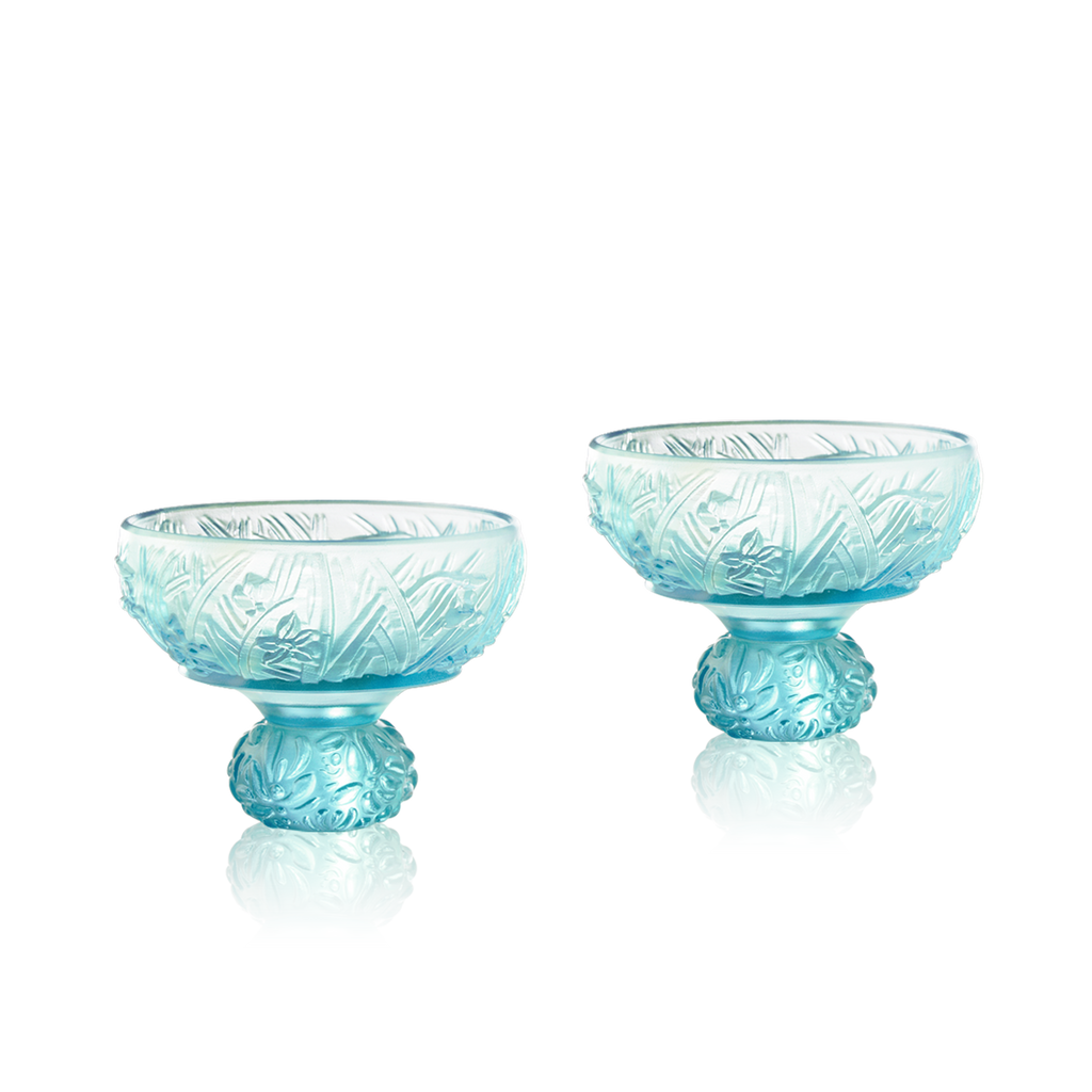 Virtuous Orchid (A Drink to Virtue) - Sake Glass, Shot Glass (Set of 2) - LIULI Crystal Art