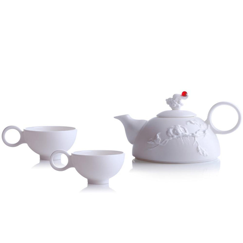 '- Bone China Tea and Coffee Set (1 Tea Pot & 2 Cups) - Autumn Mountain (Set of 3) - LIULI Crystal Art