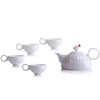 '- Bone China Tea and Coffee Set (1 Tea Pot & 4 Cups) - Autumn Mountain (Set of 5) - LIULI Crystal Art