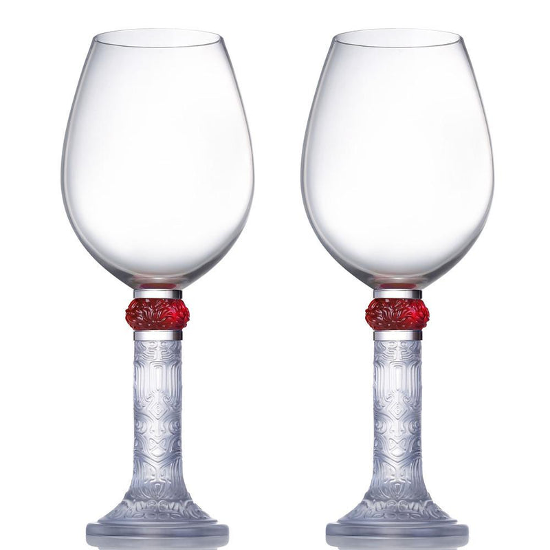 Wine Goblet, Bordeaux Glass, Moon Shadows (Set of 2) - LIULI Crystal Art