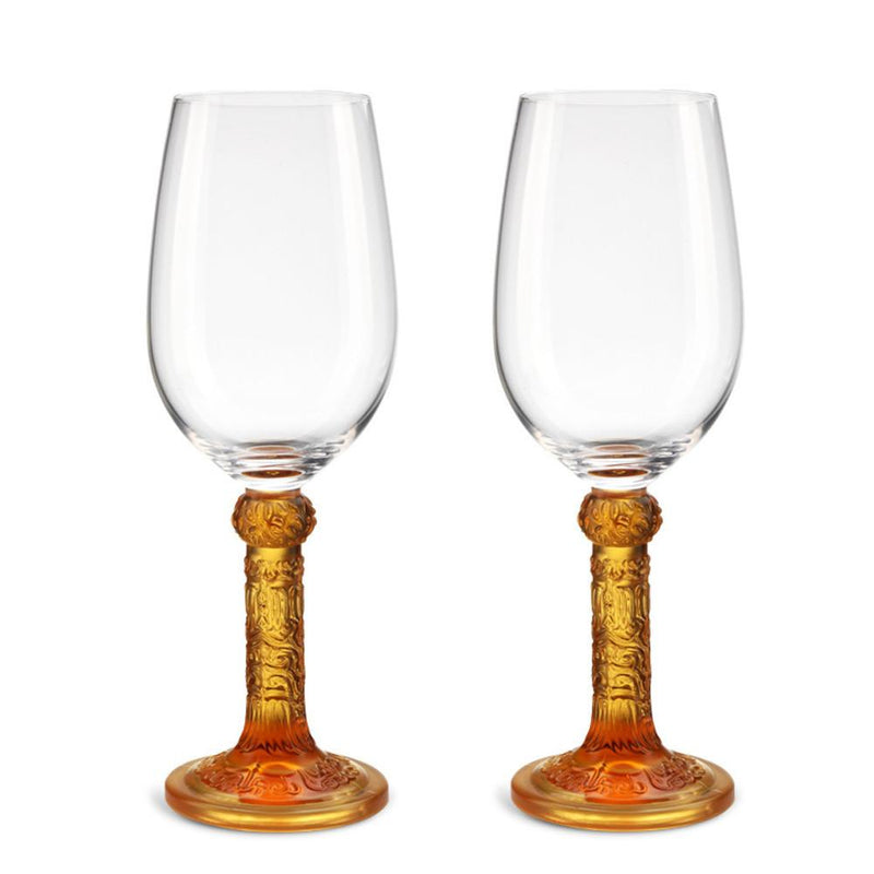 Crystal Wine Goblet, Bordeaux Glass, Flower Moon Duo (Set of 2) - LIULI Crystal Art