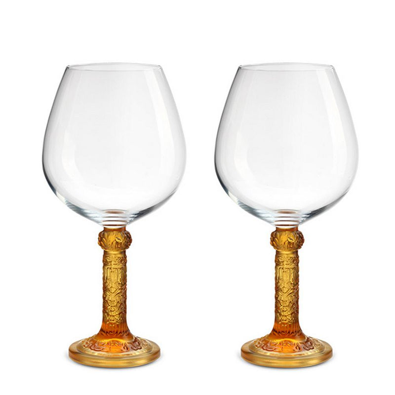 Crystal Wine Goblet, Burgundy Glass, Flower Moon Duo (Set of 2) - LIULI Crystal Art
